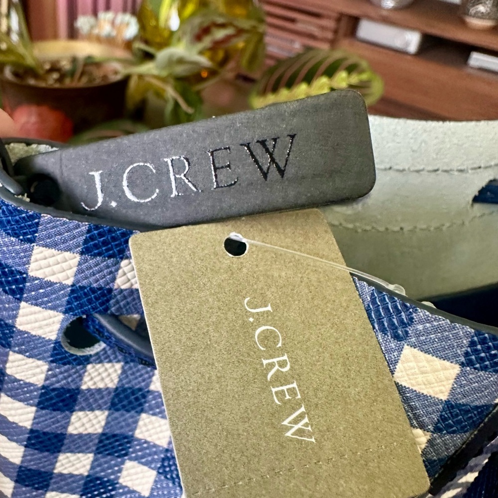 J.Crew Blue Gingham Bucket Bag with Tassel- NWT - Picture 4 of 5